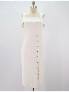 Yvonne LaFleur White Stretch Crepe Midi Dress